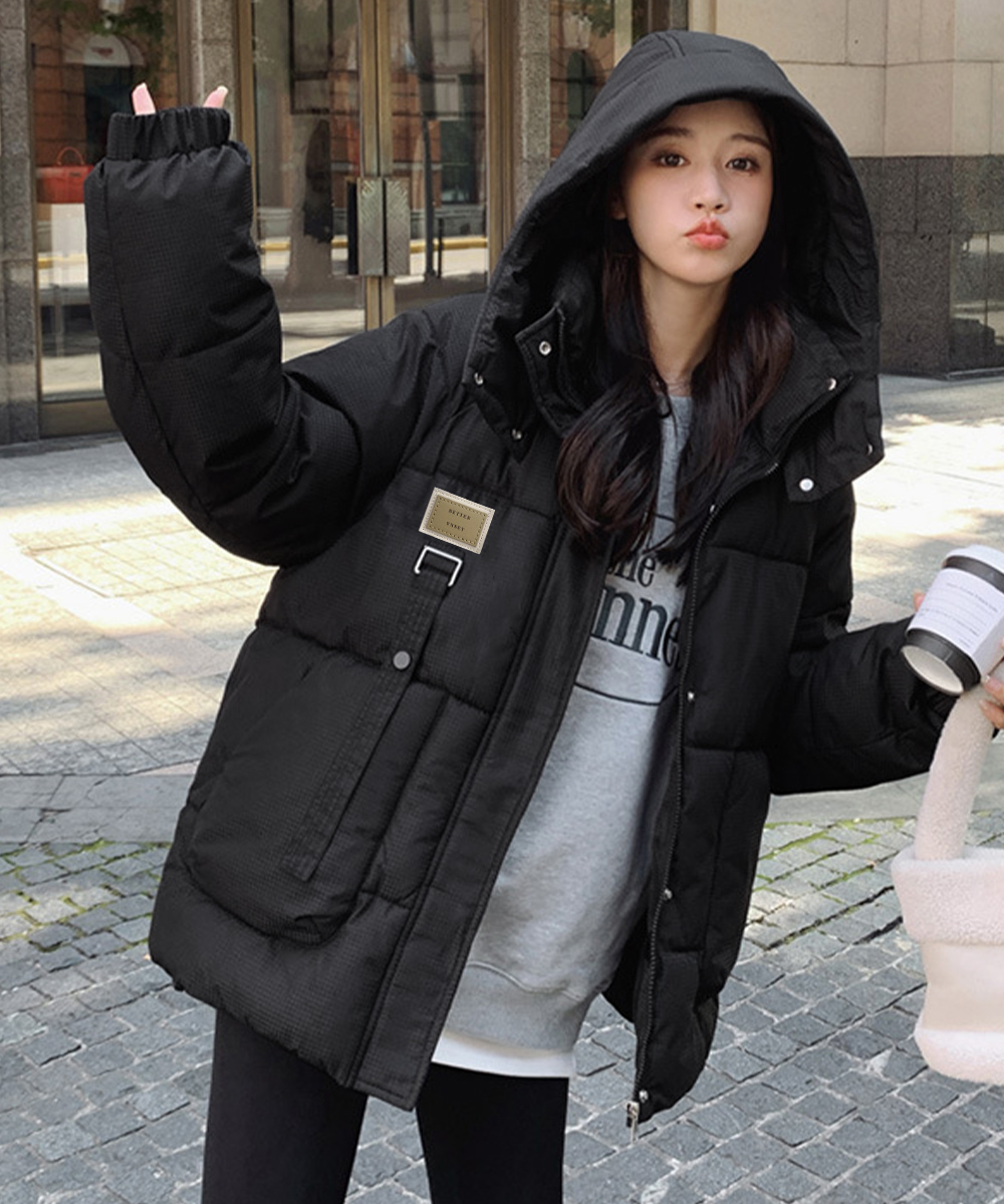 カットソー 長袖中綿ジャケット防寒フード付きアウター