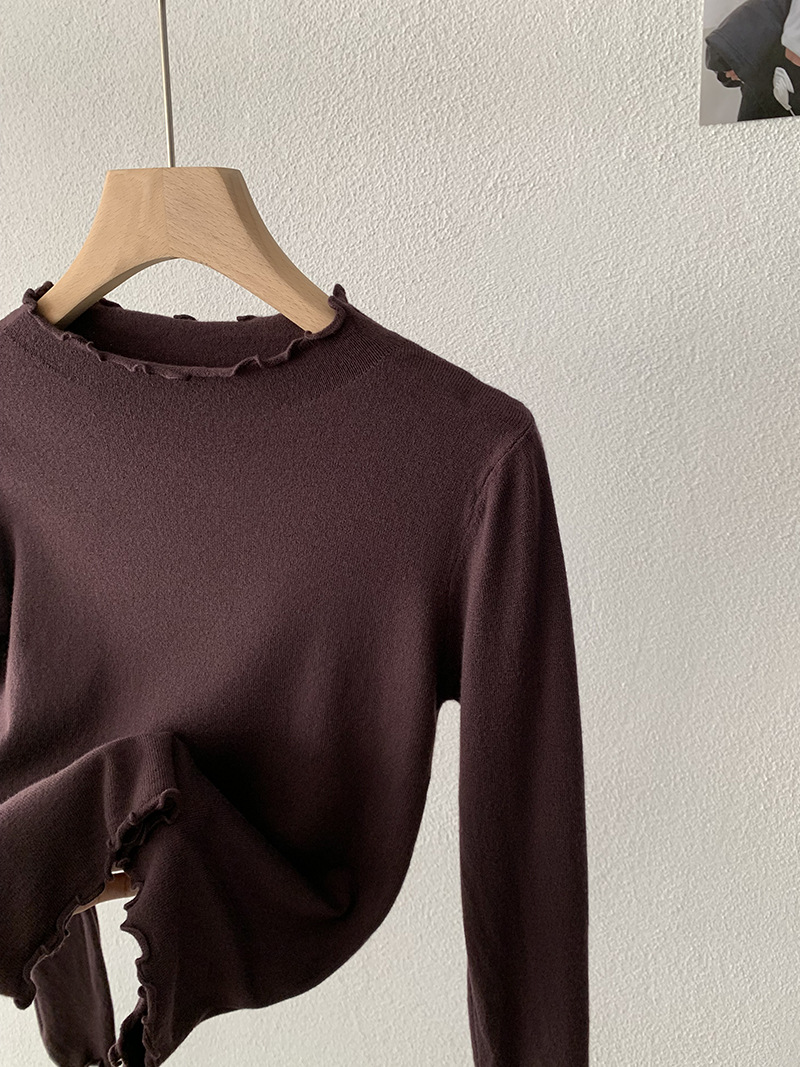 カットソー レディース無地ハイネックニットトップス