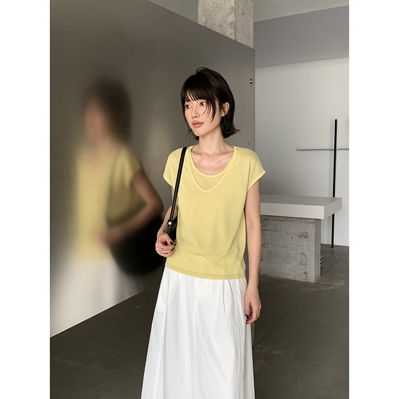 カットソー なめらか素材 ゆるシルエット半袖
