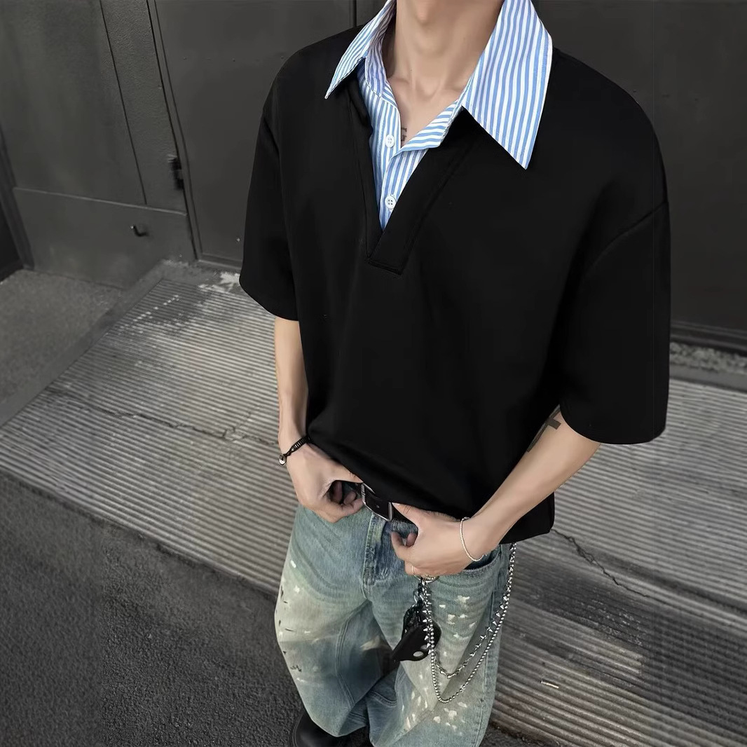 カットソー シャツ襟付きVネックカットソー