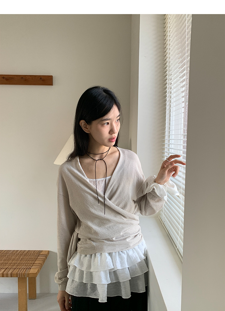 カットソー ふんわりラップ風カシュクールトップス