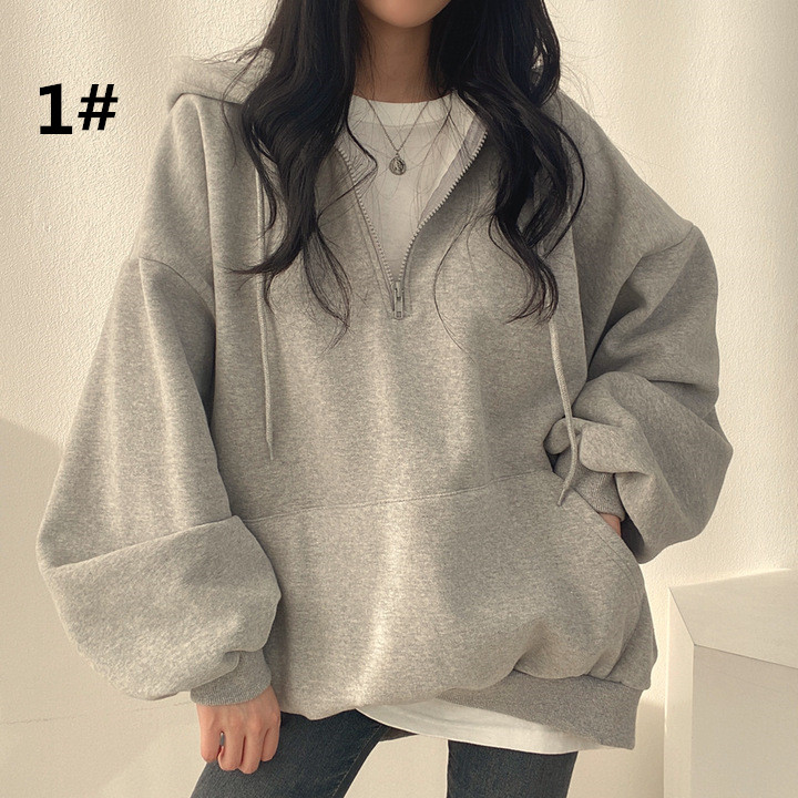 カットソー 長袖フード付きプルオーバー パーカー 秋冬 レディース カジュアル (薄手・裏起毛　2種類)
