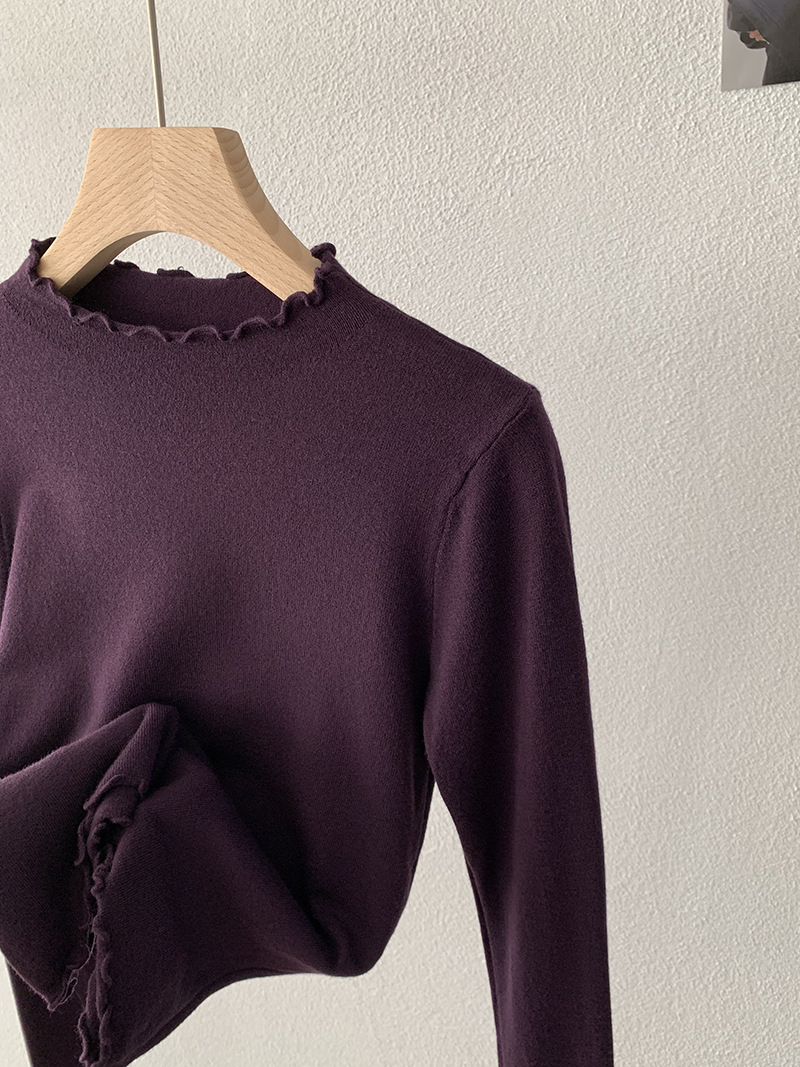 カットソー レディース無地ハイネックニットトップス