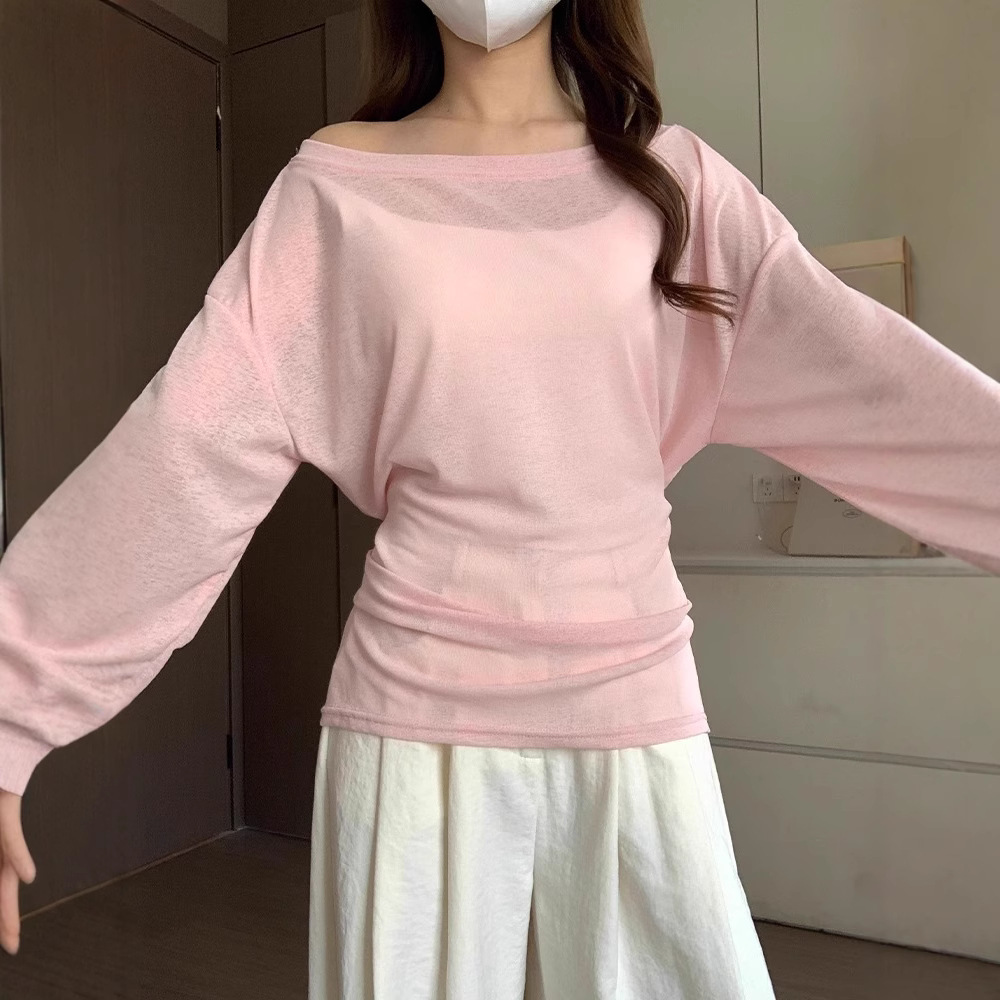 カットソー 肩見せ優美ボートネックカットソー