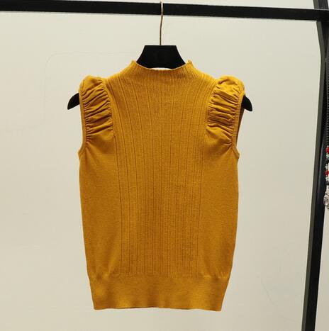 カットソー レディース ハイネック ノースリーブ ニットベスト