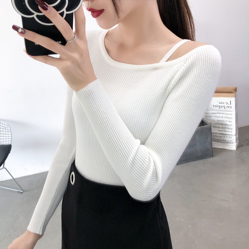 カットソー リブ編みボートネック長袖カットソー