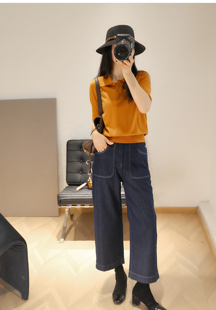 カットソー 上品ポロニット 半袖カットソー
