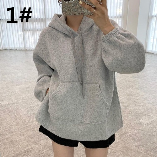 秋新作 長袖フード付きカットソー 着回し抜群 女性用秋服上着