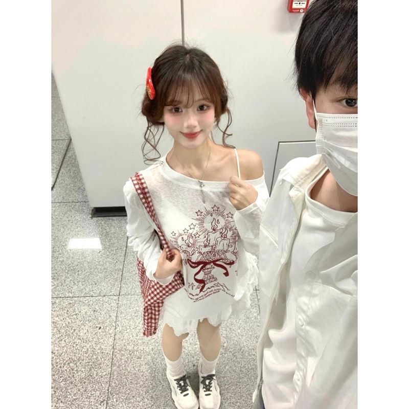 カットソー 優美な肩見せボートネック
