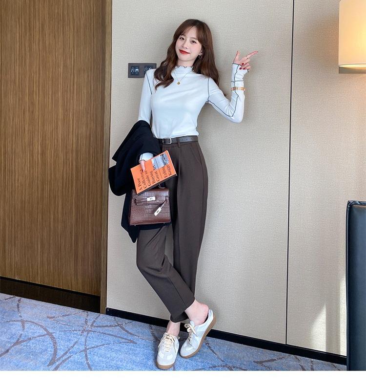 カットソー レディース無地ハイネックニットセーター可愛いトップス