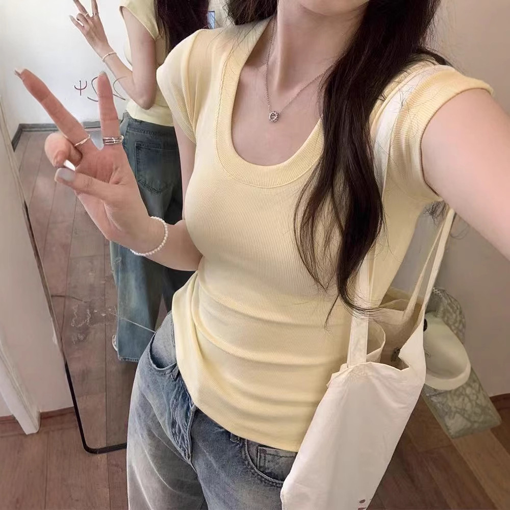 カットソー シンプル美しい絹混紡カットソー