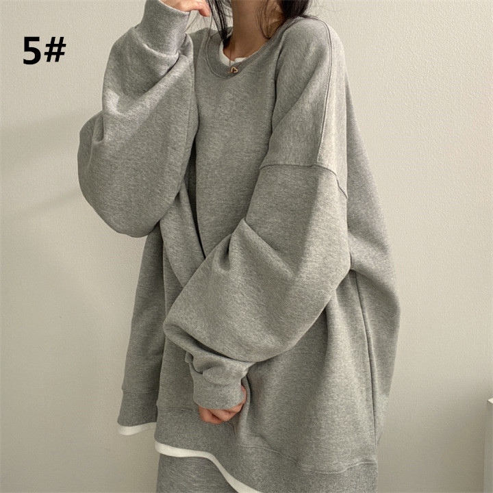 カットソー 長袖プルオーバー 秋冬 ゆったりシルエット レディース カジュアル (薄手・裏起毛　2種類)