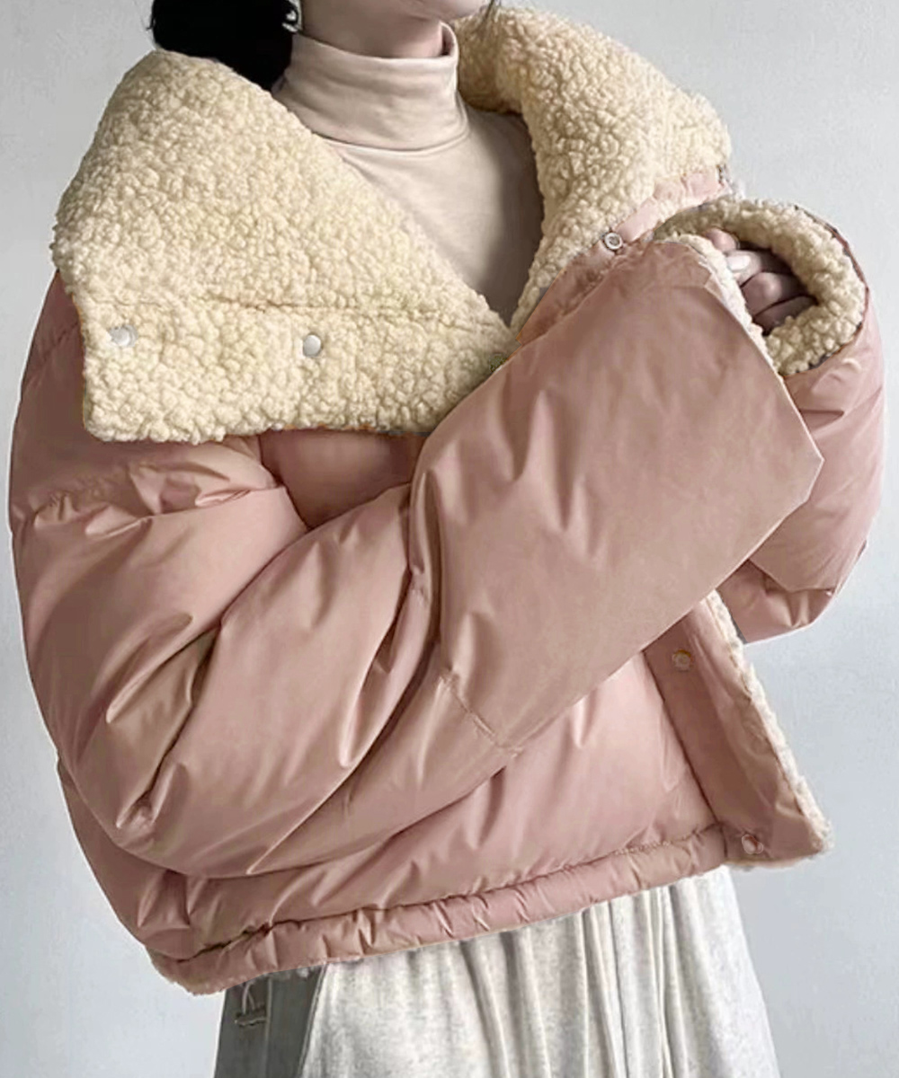カットソー 長袖ボア中綿ブルゾン リバーシブル防寒ジャケット