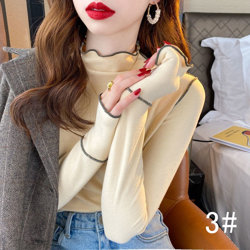 秋冬新作 ハイネック カットソー フレア袖 重ね着 レディース