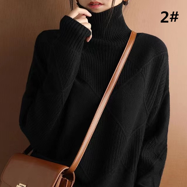カットソー レディース タートルネック ニット セーター 秋冬 ケーブル編み