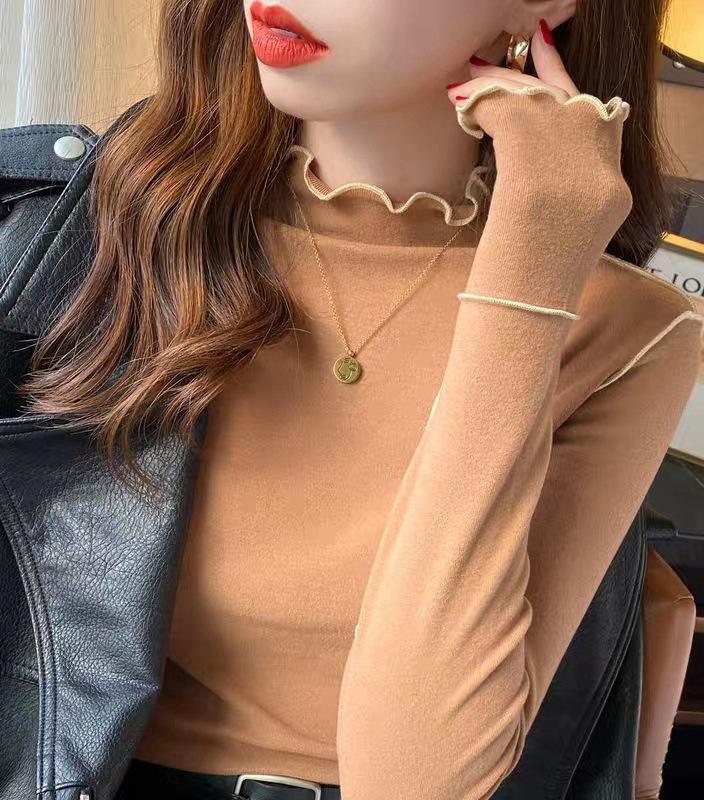 カットソー レディース無地ハイネックニットセーター可愛いトップス