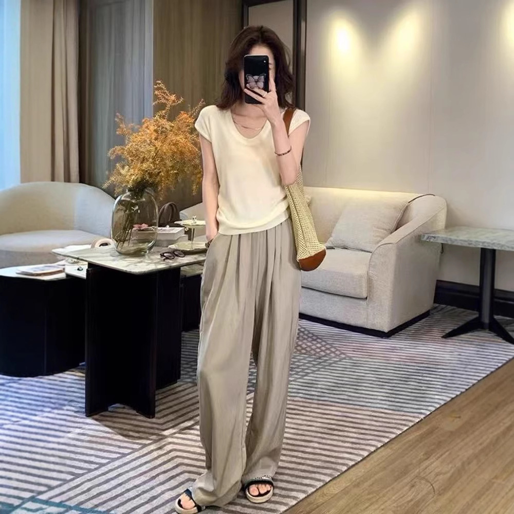 カットソー シンプル優美Uネック半袖カットソー