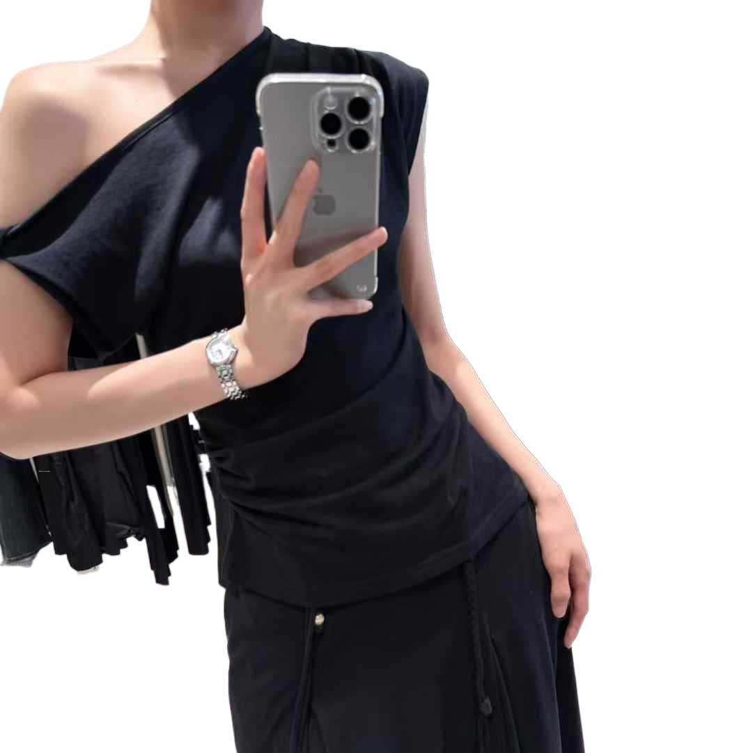 カットソー 洗練アシンメトリーボートネック