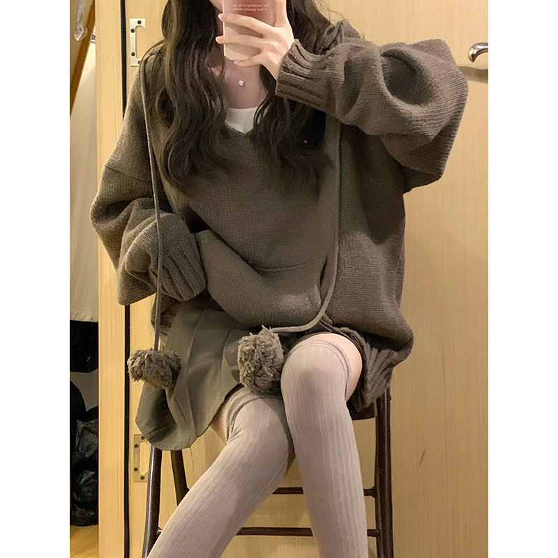 ゆったりオーバーサイズニットカットソーVネック