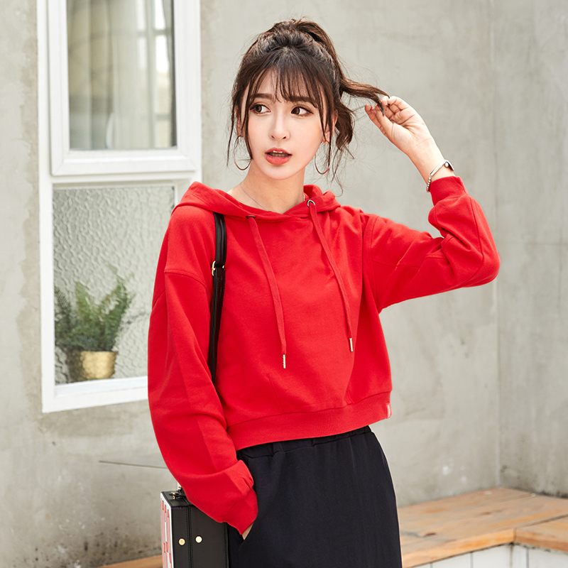 カットソー フード付きドローコードカジュアルトップス