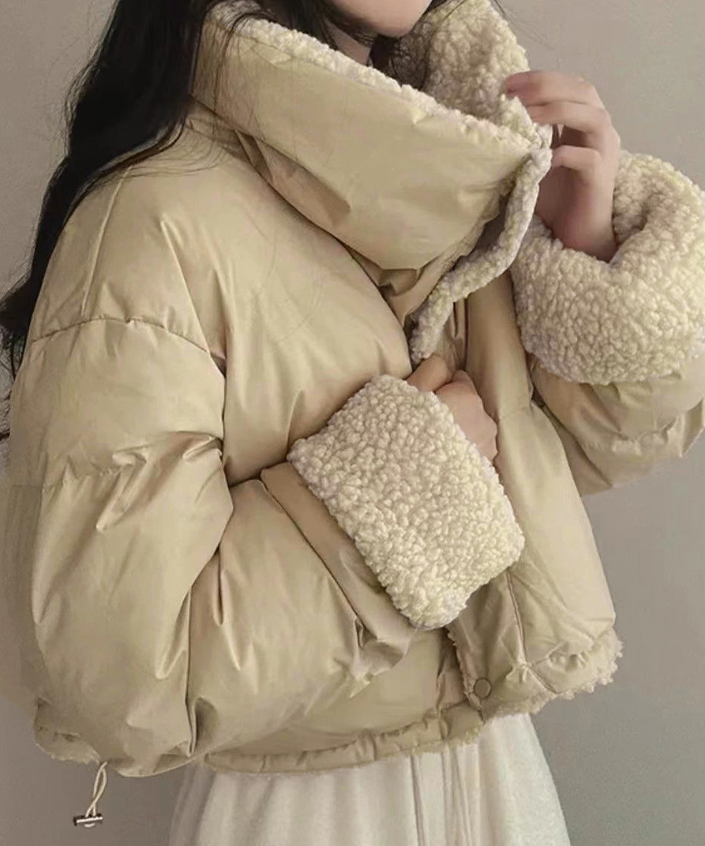 カットソー 長袖ボア中綿ブルゾン リバーシブル防寒ジャケット