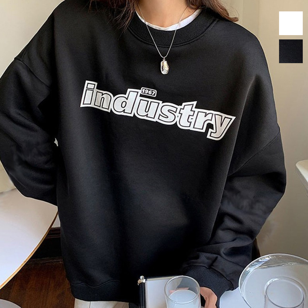 裏起毛長袖文字入りスウェット レディース暖かカットソー