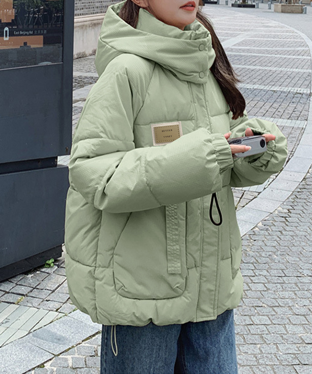 カットソー 長袖中綿ジャケット防寒フード付きアウター