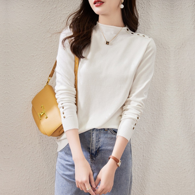 カットソー 秋冬新作 ハイネック ニット 長袖 薄手 重ね着 着回し