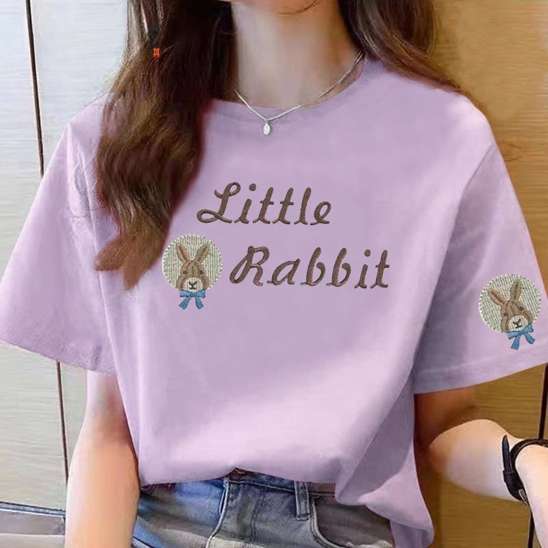 カットソー うさぎモチーフ刺繍入り半袖カットソー