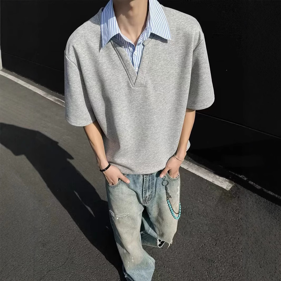 カットソー シャツ襟付きVネックカットソー
