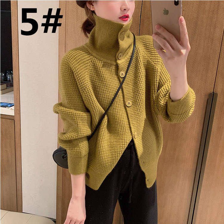 カットソー ハイネック厚手ニットセーター体型カバー着回しレディース