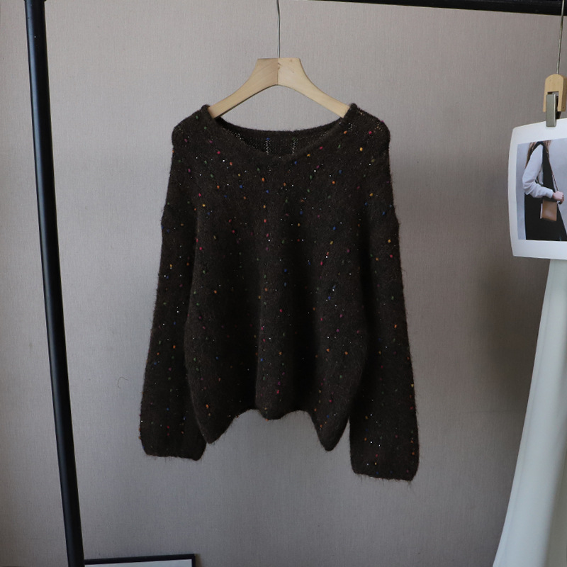 韓国風ぶいねっくニットセーター長袖カットソー5色展開