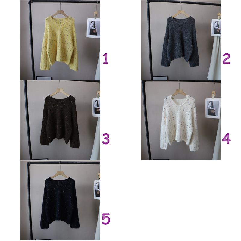 韓国風ぶいねっくニットセーター長袖カットソー5色展開