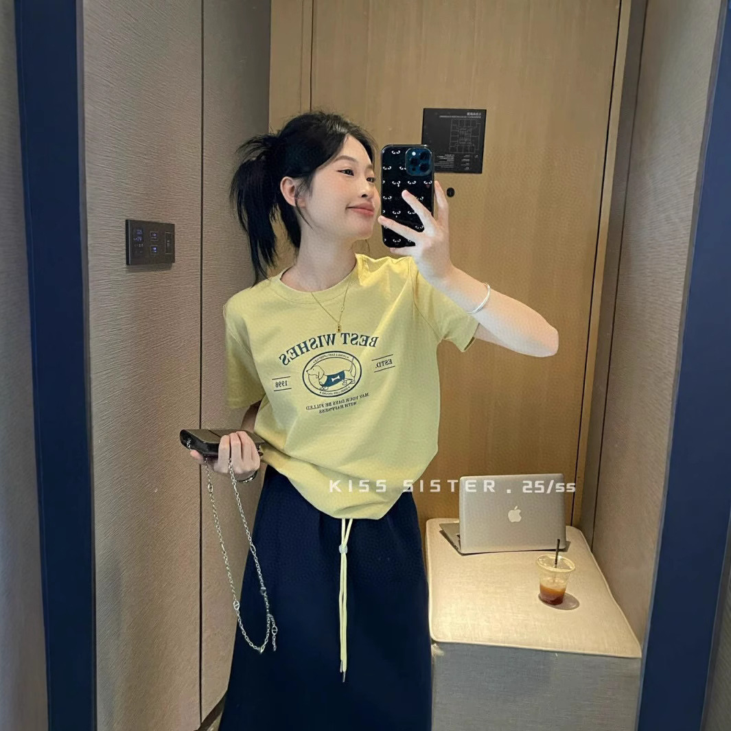カットソー レトロ牛柄プリント半袖カットソー