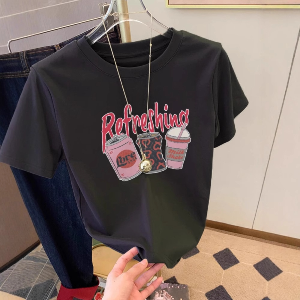 カットソー さわやか飲み物イラスト半袖カットソー