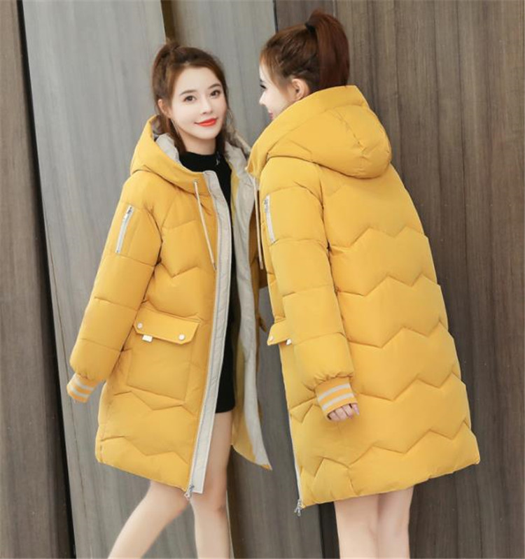 カットソー 冬服長袖ダウンコート ゆったり中丈レディース防寒着