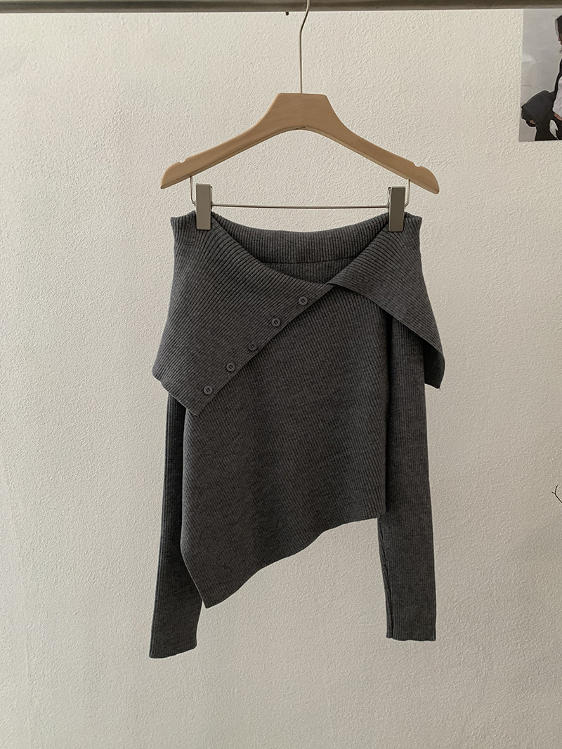 ボートネック韓国風ニットセーター長袖カットソー6色