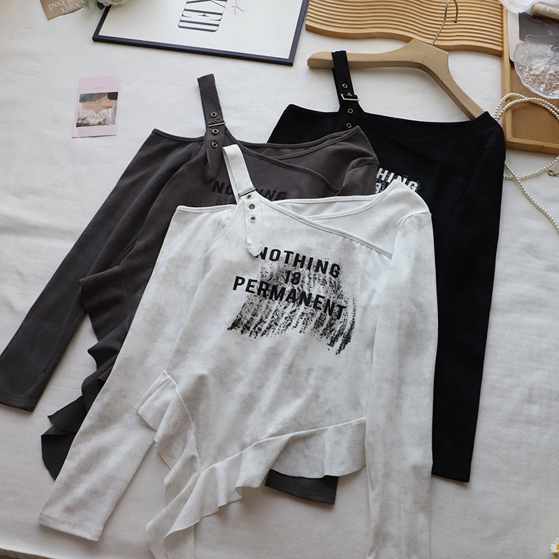 韓国風ボートネック長袖カットソー レディース トップス3色