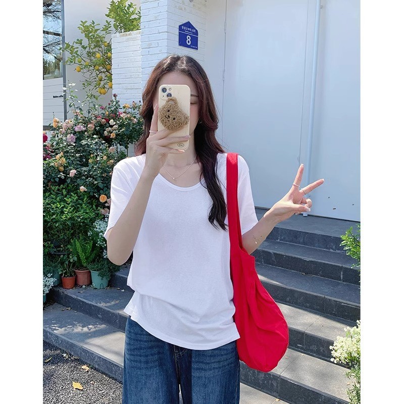 カットソー なめらか優美ラウンドネック半袖