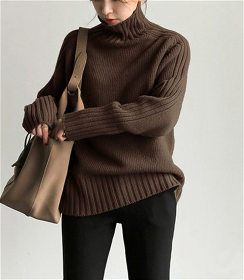 カットソー 着回し抜群 切り替えデザイン ハイネック ニットセーター