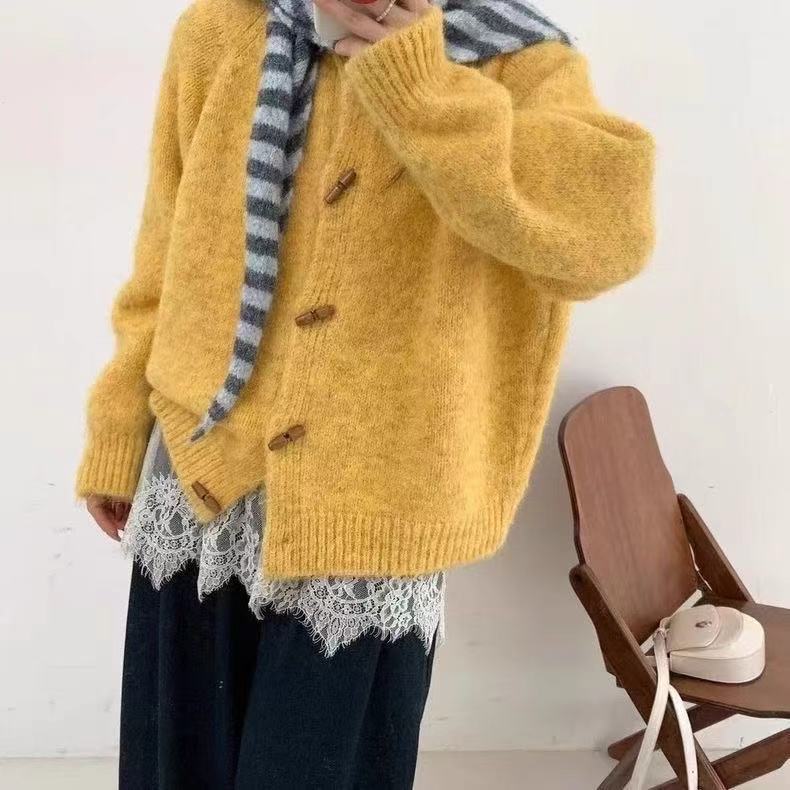 カットソー 韓国風長袖ニットカーディガン レディース 5色展開