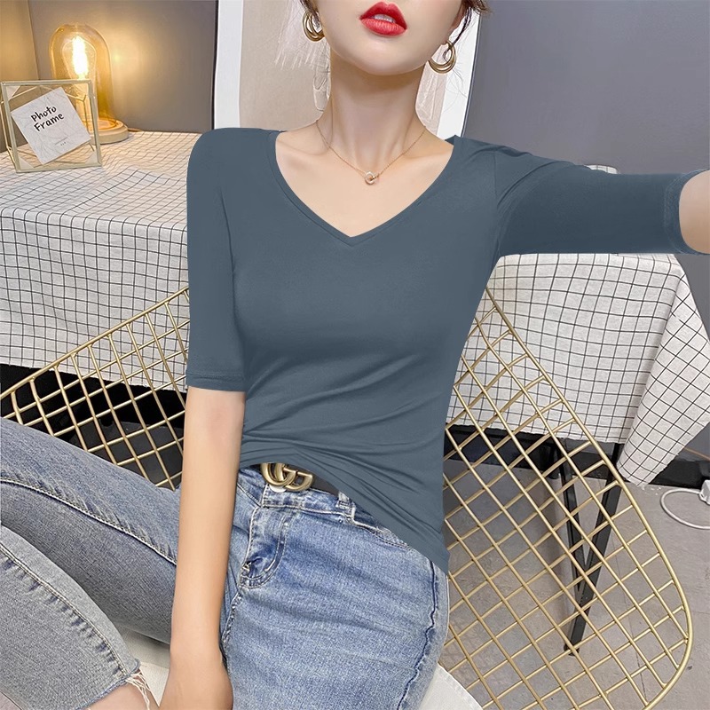 カットソー シンプル美ライン Vネックカットソー