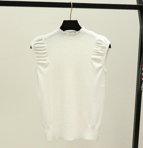 カットソー レディース ハイネック ノースリーブ ニットベスト