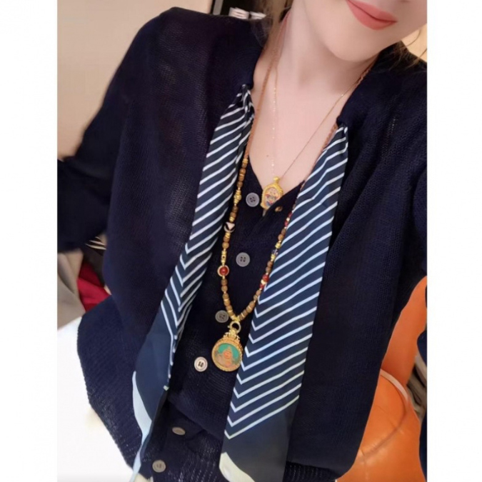 カットソー 2025年秋冬新作 長袖編み物上着 襟巻き風丸首女性用無地