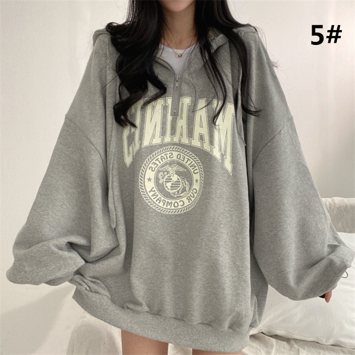 カットソー 秋冬長袖文字柄フード付きパーカー ゆったり大きめサイズ (薄手・裏起毛　2種類)