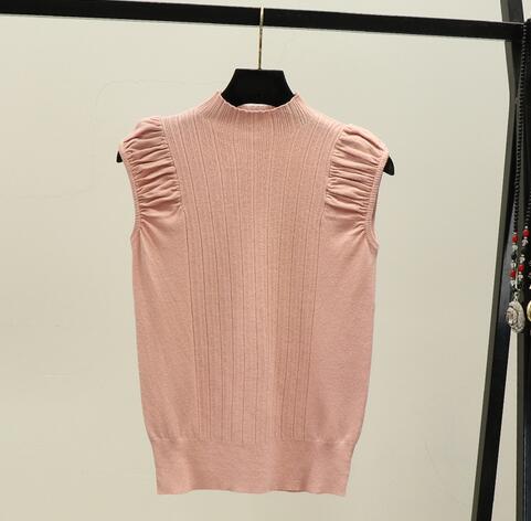 カットソー レディース ハイネック ノースリーブ ニットベスト