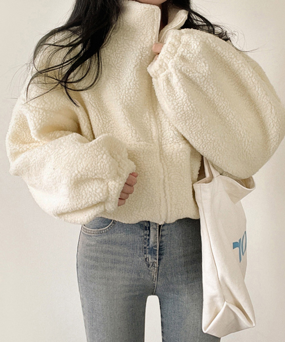 カットソー 長袖ボアジャケット ふわもこ韓国風ブルゾン
