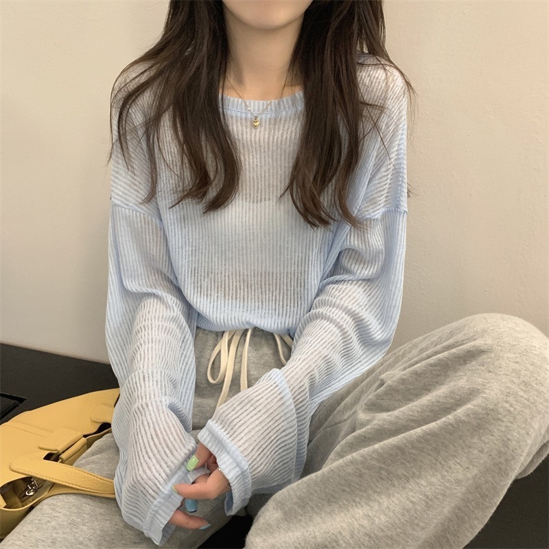 カットソー 上品リブ編みボートネック