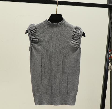 カットソー レディース ハイネック ノースリーブ ニットベスト