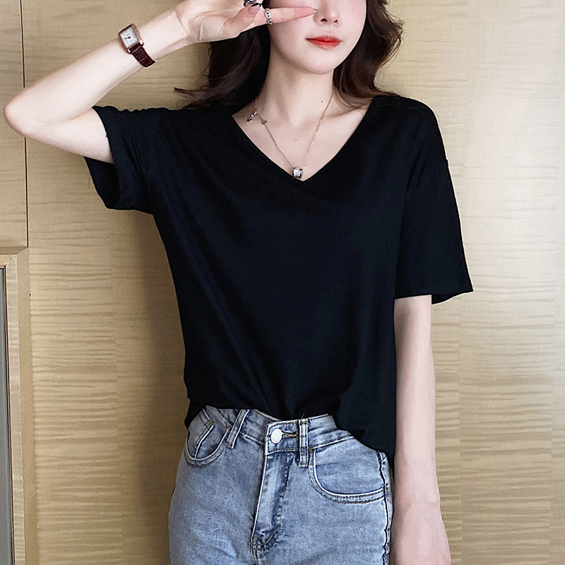 カットソー シンプル美人のゆったりVネック
